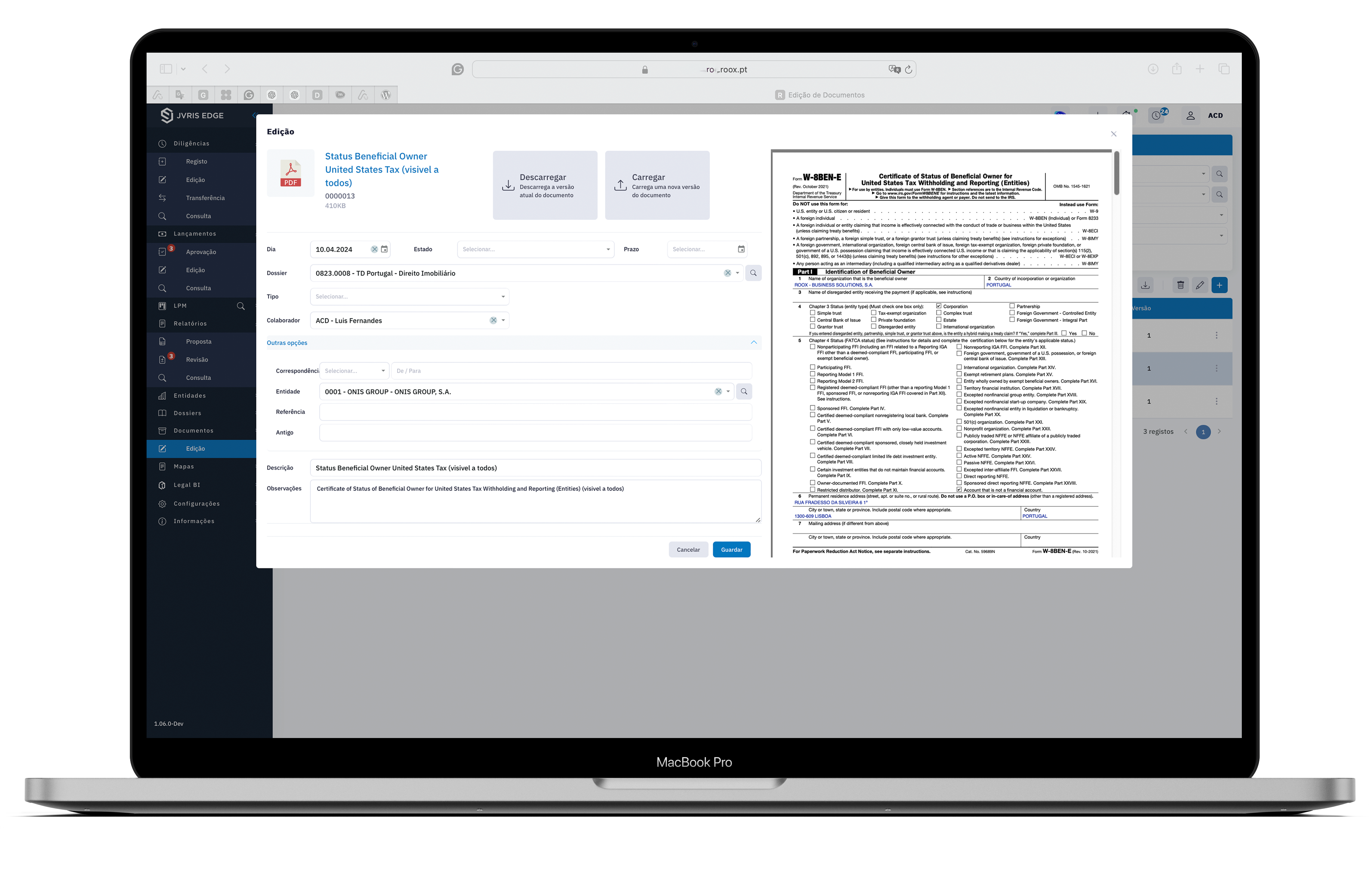 screenshot of JVRIS EDGE